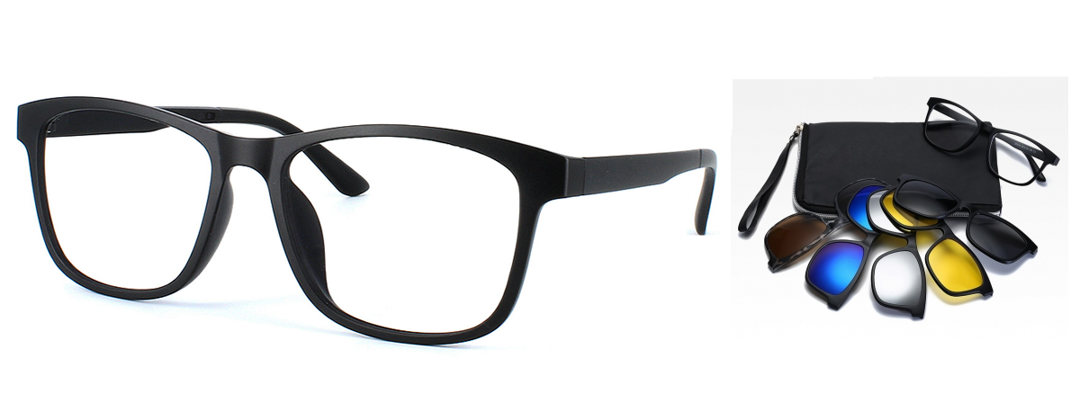 Unisex TR90 lightweight glasses with various clip on lenses - image view 1