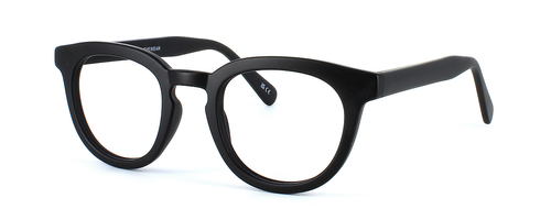 Conway - Black round shaped matt black plastic unisex glasses - image view 1