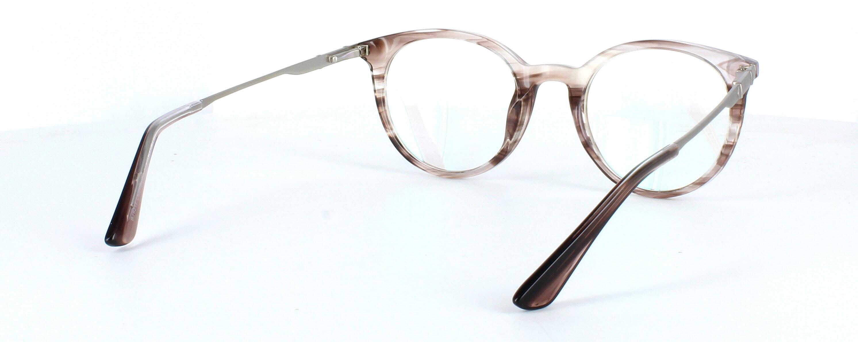 Edward Scotts BJ9211 - Brown -  Women's round shaped acetate with gold metal arms that are sprung hinged at the temples - image view 5