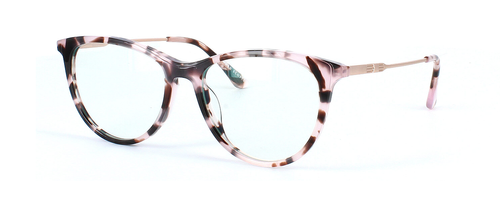 Edward Scotts BJ9202 C617 - Women's oval shaped shiny tortoise acetate glasses with gold metal spring hinged arms - image view 1