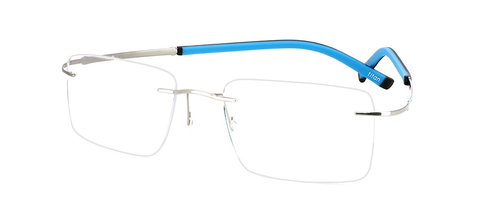 Millana - Unisex titanium rimless glasses with light blue flexi arms - image view 1