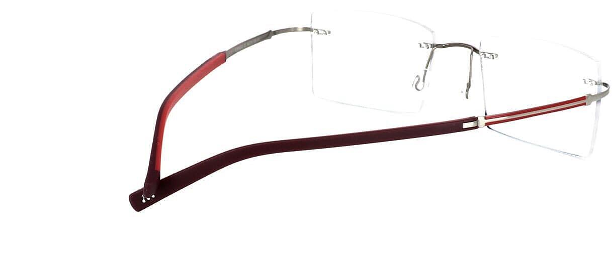 Labros - Unisex rimless titanium frames with soft rubber arm sleeves in red - image view 4