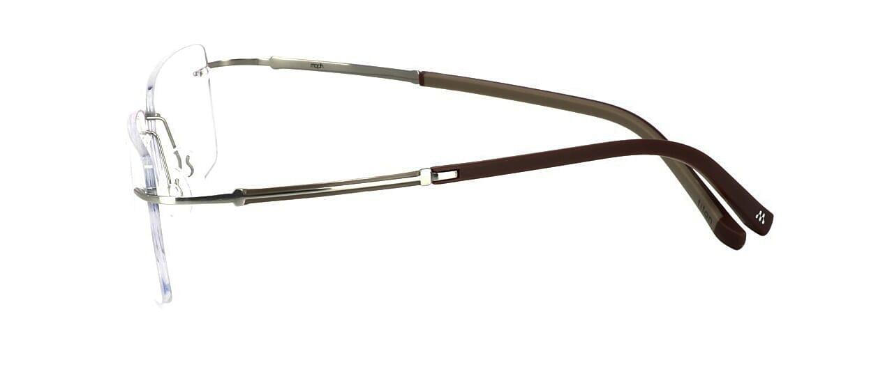 Panza - Light gold and brown unisex rimless titanium glasses with flexi arms - image view 2