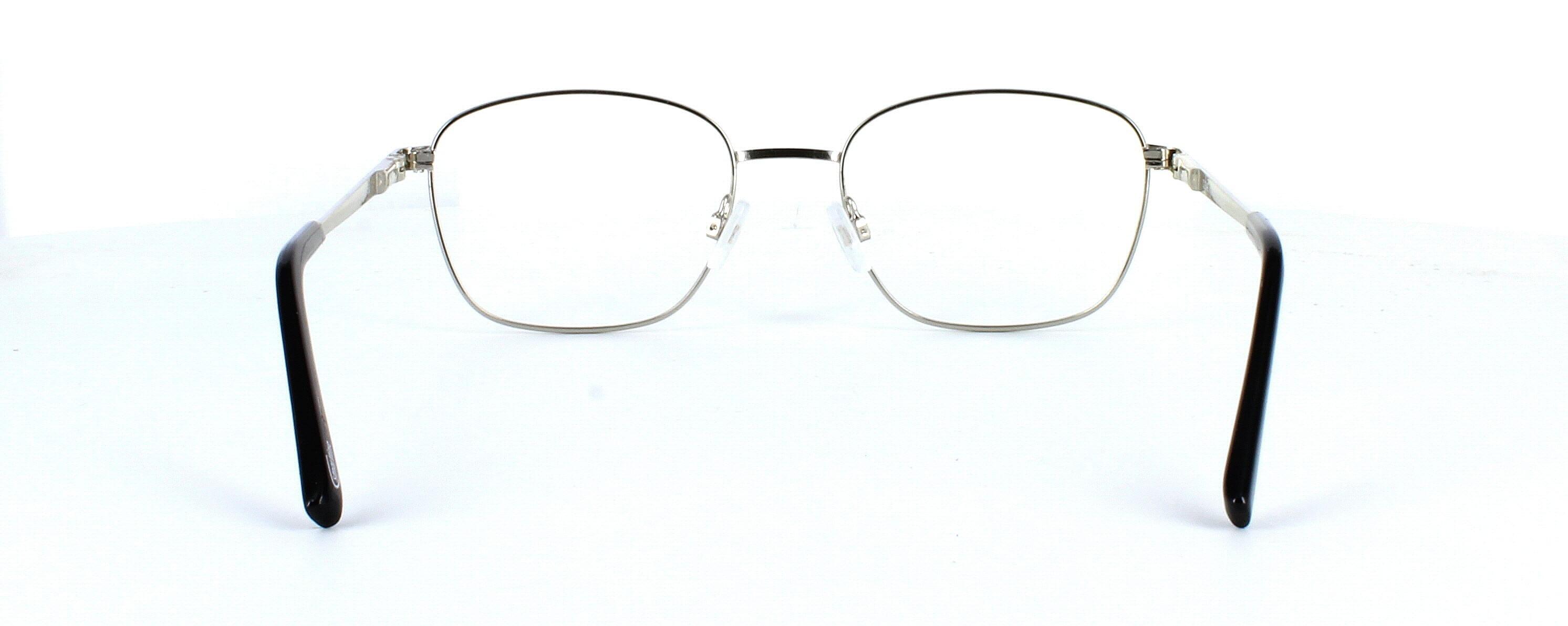 Blanko - Unisex shiny silver metal square shaped glasses with sprung hinge temple - image view 4