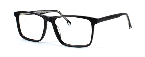 Pollock - Rectangular shaped acetate glasses here in shiny black suitable for men and women with sprung hinge temples - image view 1