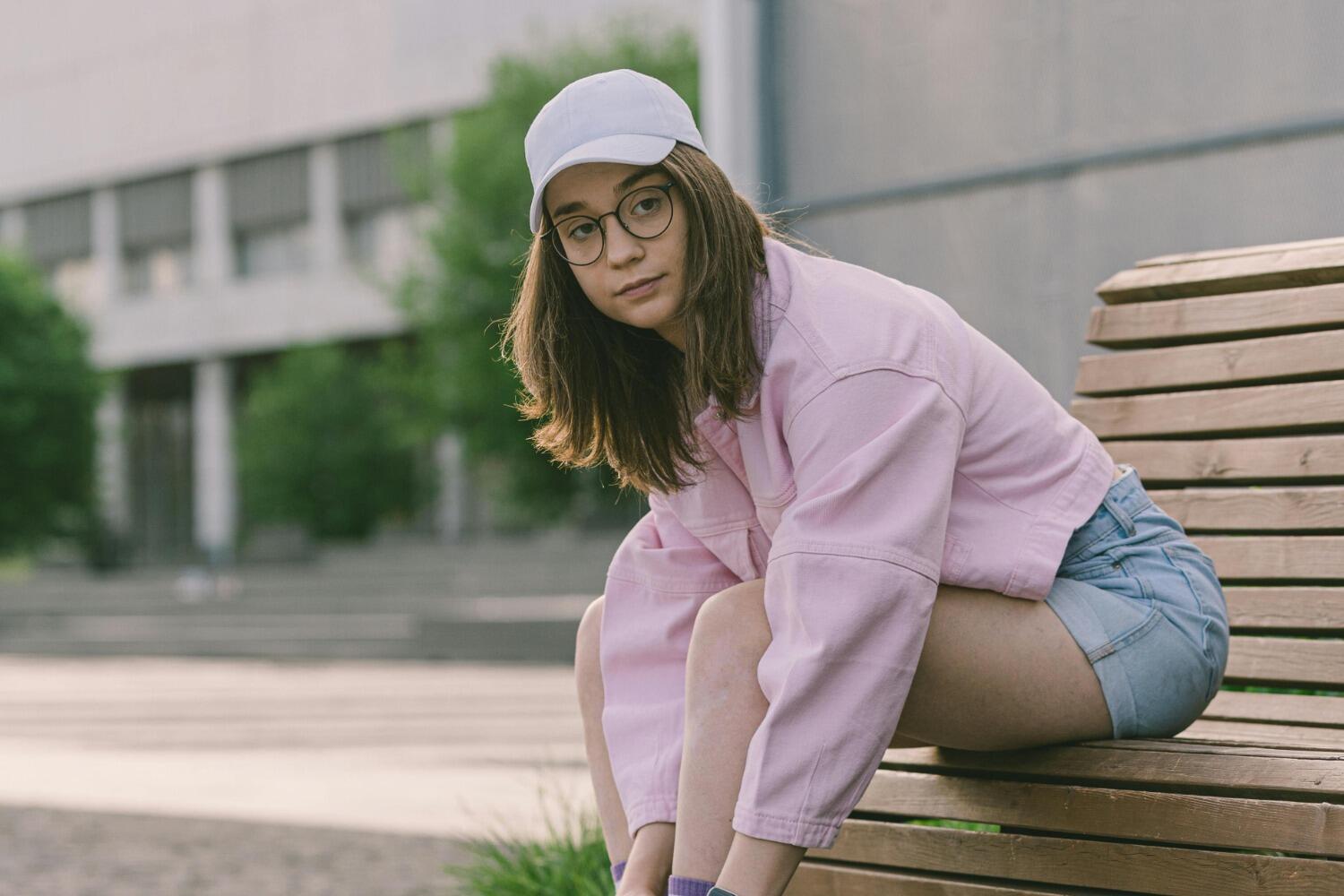 Woman wearing glasses outside