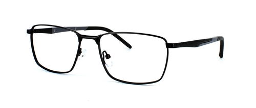 Millsy - Gent's black and gunmetal rectangular shaped metal glasses frame with sprung hinged metal and acetate arms - image view 1