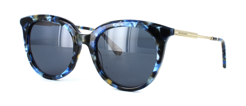 Ted baker Suzy - Chic ladies acetate prescription sunglasses with round shaped lenses in a mottled blue frame with gold maetal arms and mottled blue acetate ear tips - image view 1