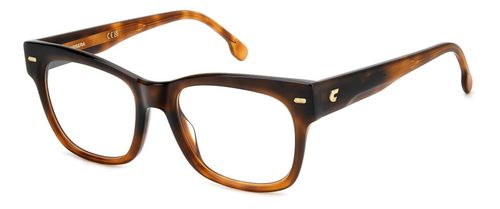 Women's rectangular shaped bold retro style acetate glasses in brown with gold detailing - image view 1