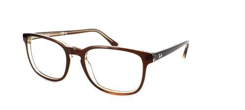 Ray Ban 5418 - Unisex brown acetate designer glasses frame with rectangular lens shape and barrel hinges - image view 1