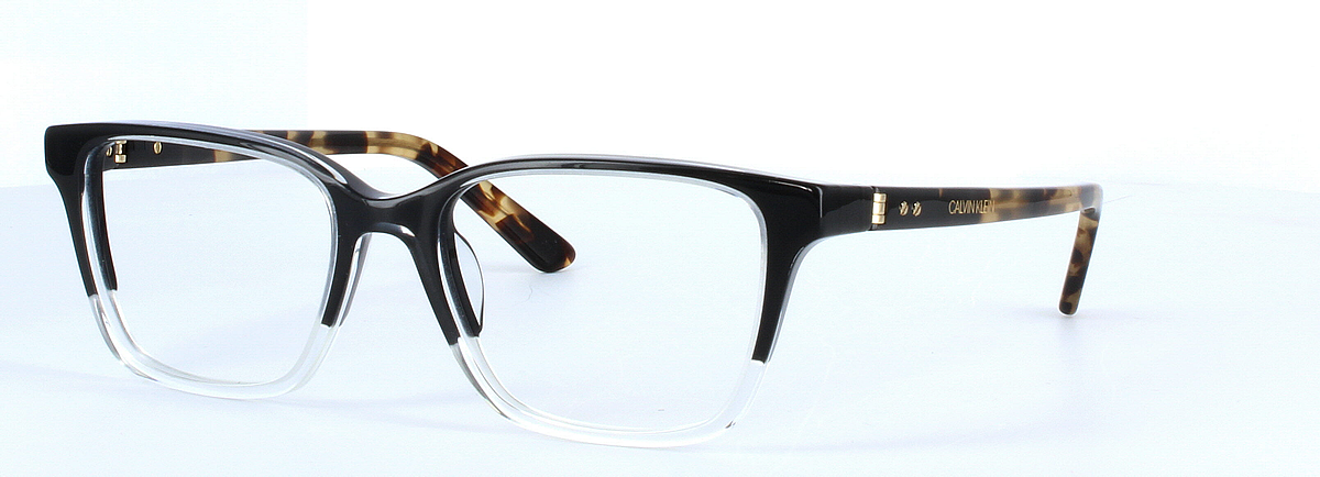 CK19506-095 - Unisex 2-tone acetate glasses with spring hinged arms - Black & crystal - image view 1