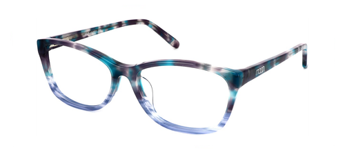 Yatesbury - mottled blue women's plastic glasses frame with oval shaped lenses - image view 1