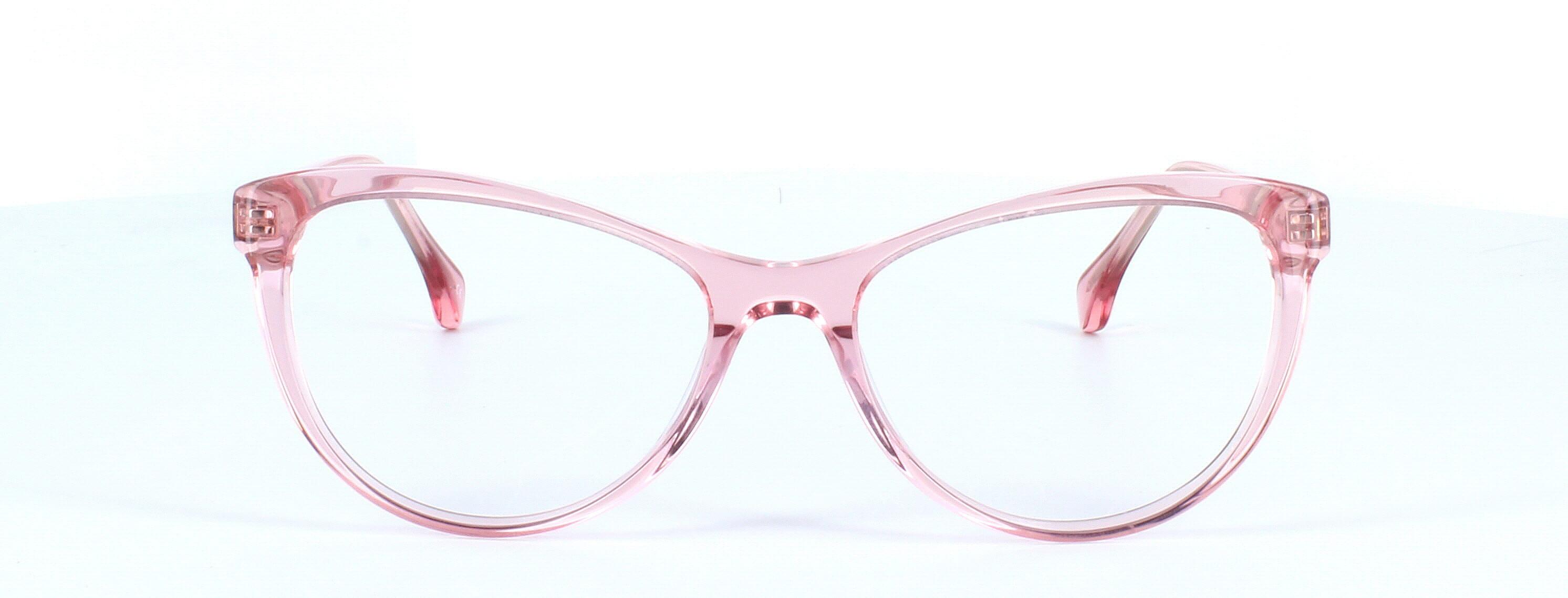 Hadlow - Ladies crystal pink cat eye shaped acetate glasses frame - image view 5