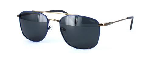 Carlo - Unisex 2-tone aviator style sunglasses here in blue and bronze - image view 3