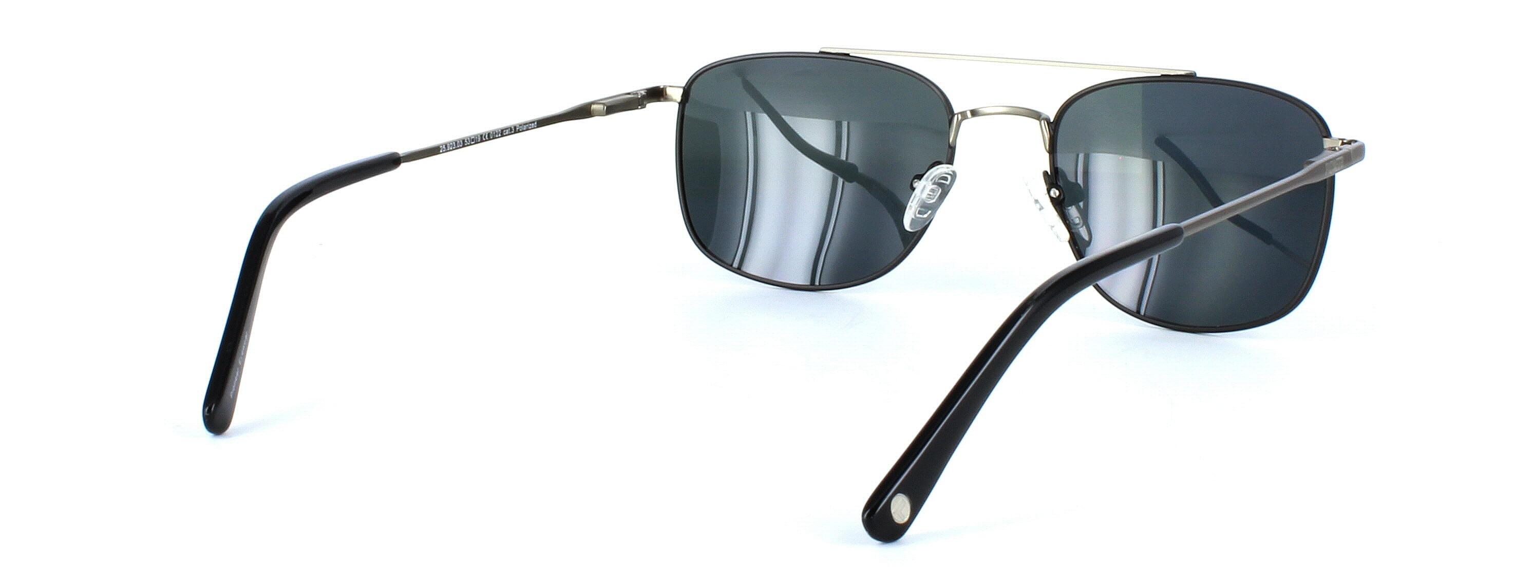Carlo - Unisex 2-tone aviator style sunglasses here in black and gunmetal - image view 2