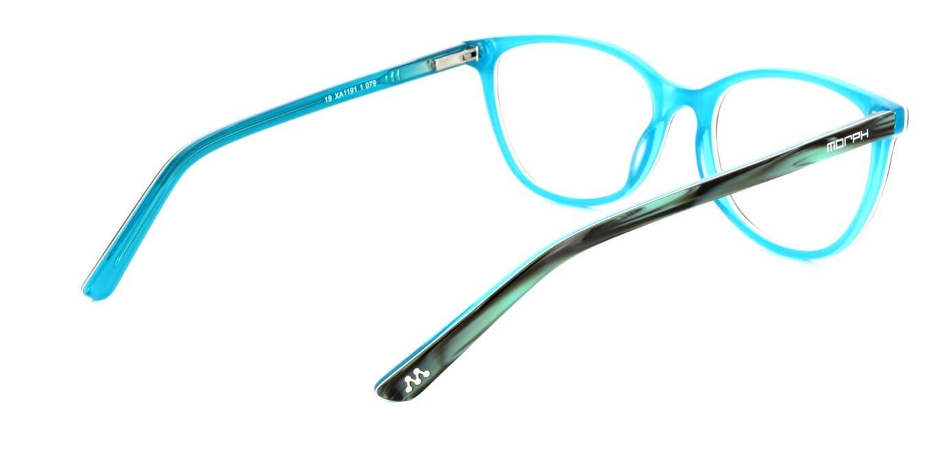Tropea - Ladies shiny blue striped oval shaped acetate glasses with flex hinges - image view 4