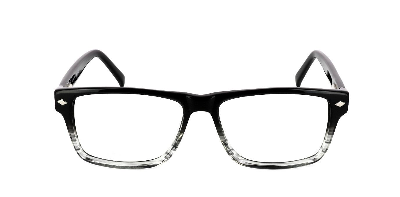Cortino - Unisex black & crystal rectangular shaped graduated frame with sprung hinge temples - image view 2