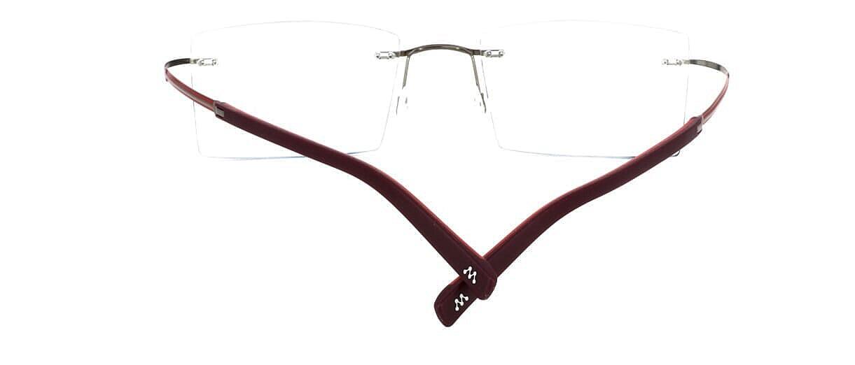 Labros - Unisex rimless titanium frames with soft rubber arm sleeves in red - image view 3