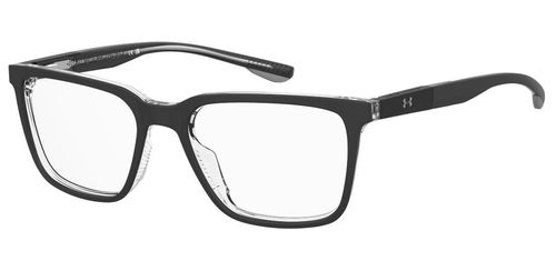 Men's acetate frame here presented in black and crystal with black arms, laser etched logo to the temple and sprung hinged temple - image view 1