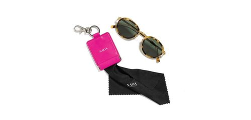 NAOA Apple-Leather Keyring w/ Microfiber Cloth - Fuchsia