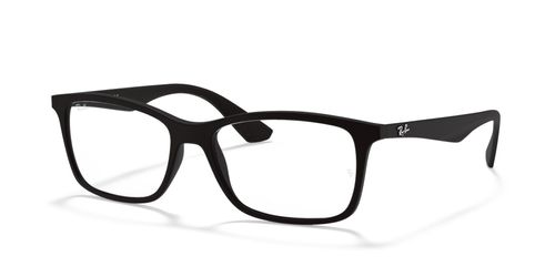 Ray Ban 7047 5196 unisex's rectangular acetate full rim optical frames in matt black with fixed hinges - image view 1