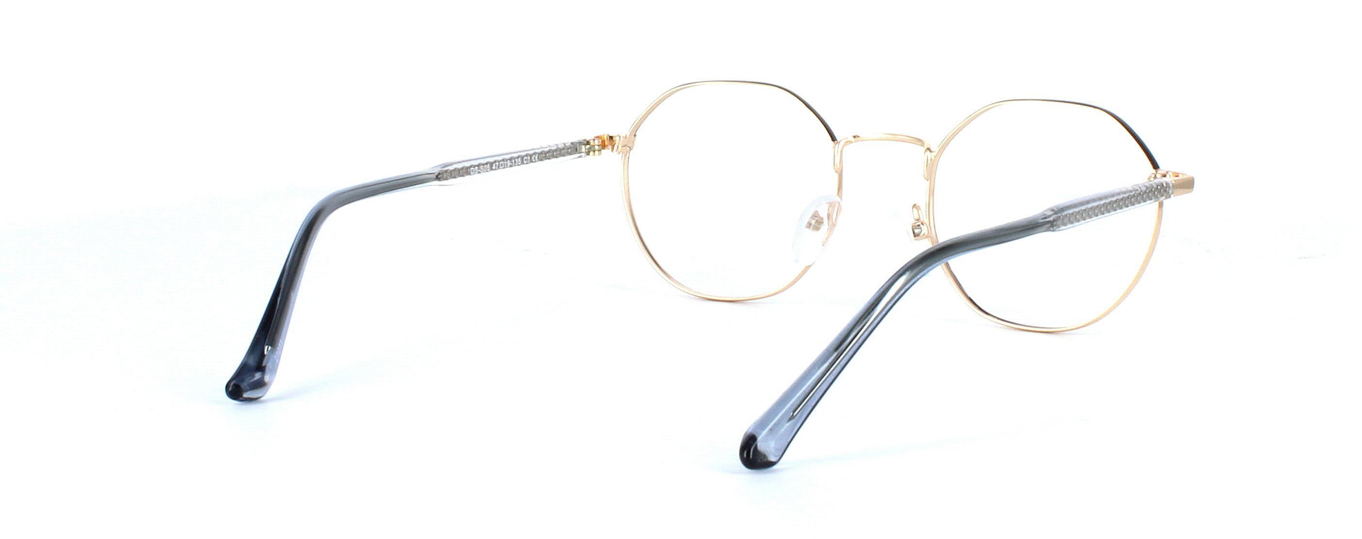 Cassiopeia - ladies hexagonal 2-tone metal glasses frame here in black & gold - image view 4