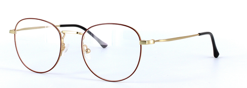 Milan Red and Gold Full Rim Round Metal Glasses - Image View 1
