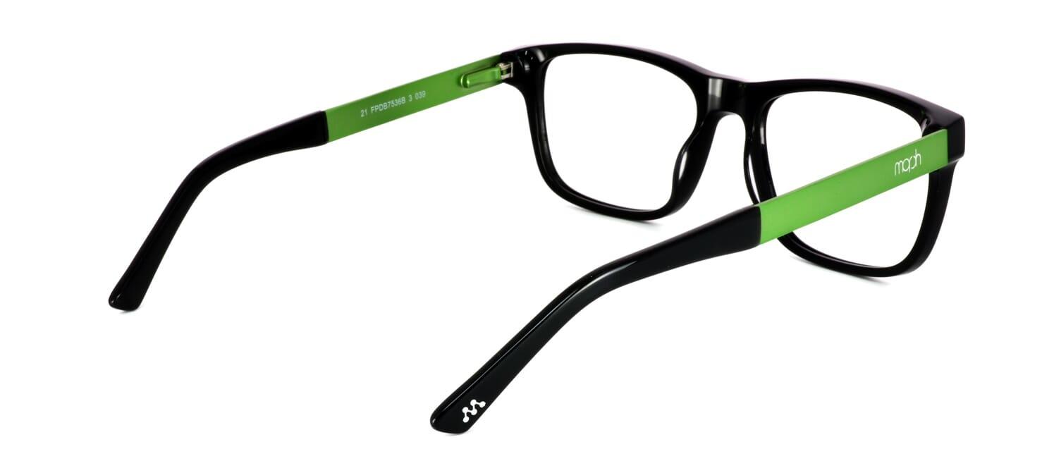 Yazor - unisex acetate frame in black with green metal arms - image 4