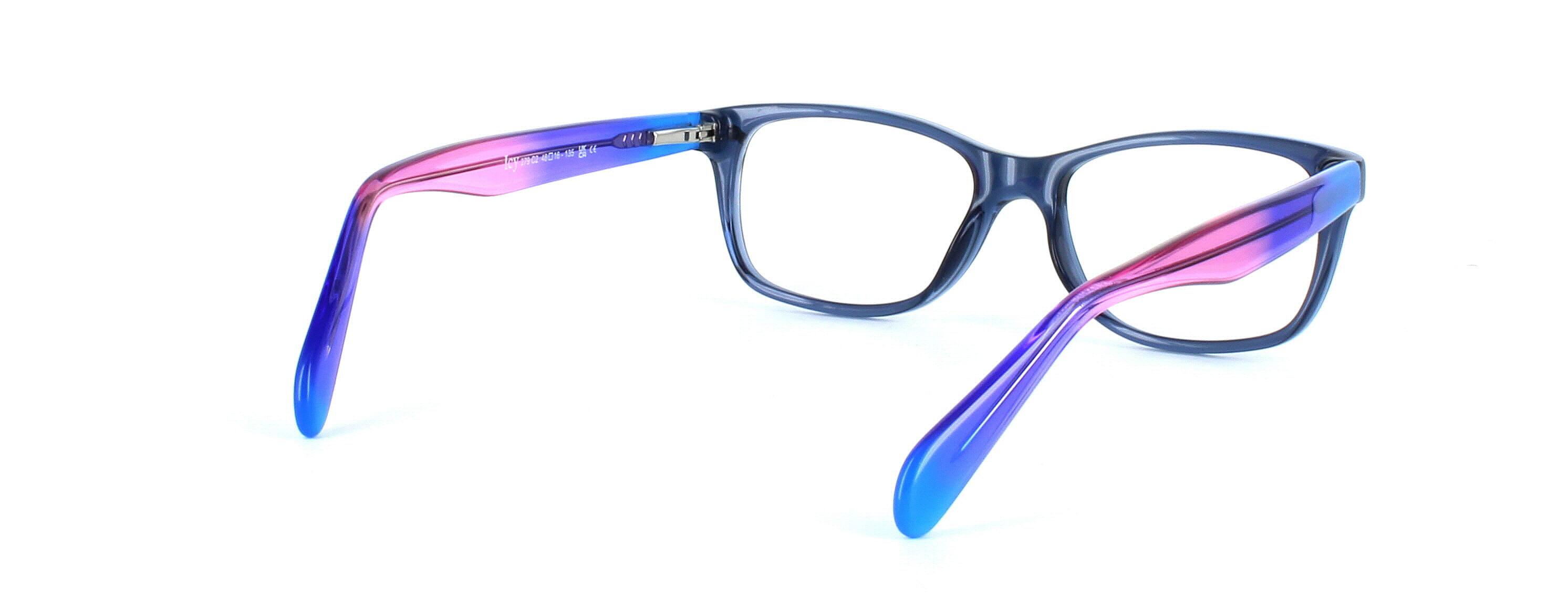 Liguria - Blue - Women's petite acetate glasses frame in blue with multi-coloured arms - image view 5