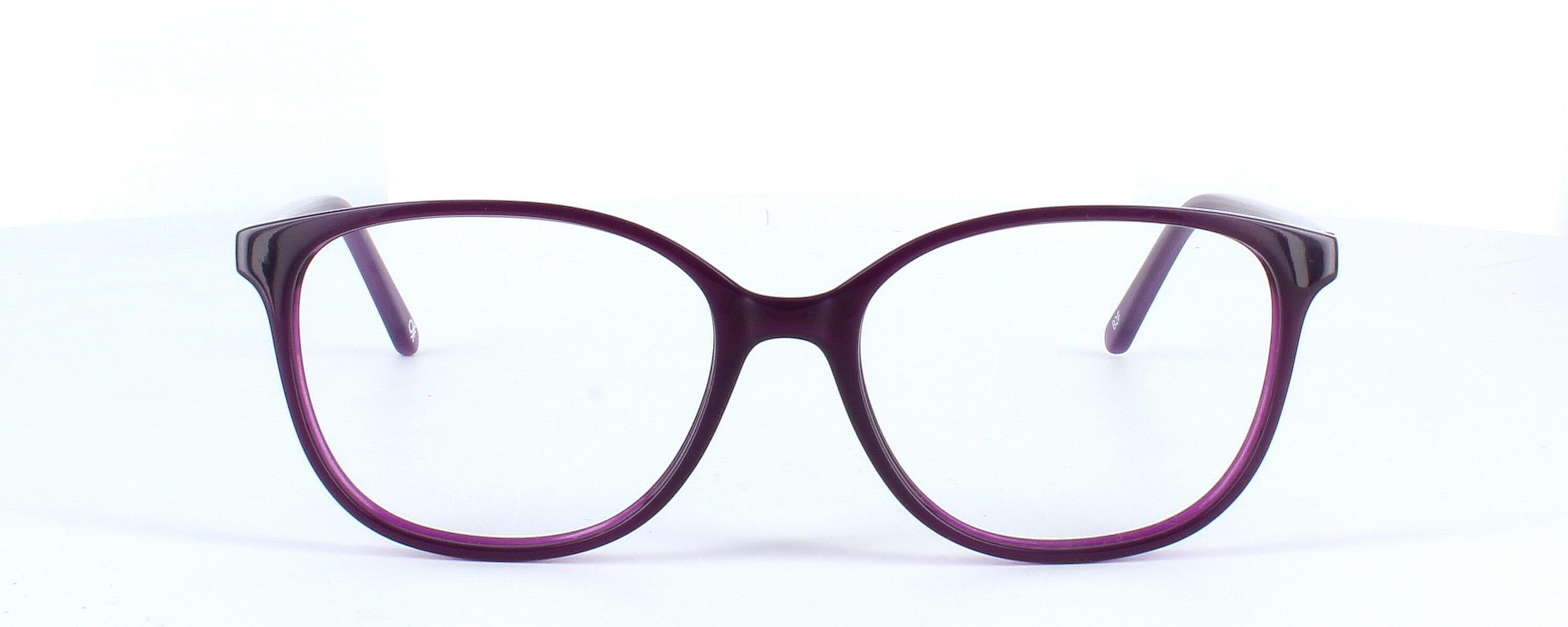 Benetton BEO1031 238 - Women's plastic glasses frame with purple front face and matching sprung hinged arms - image view 2