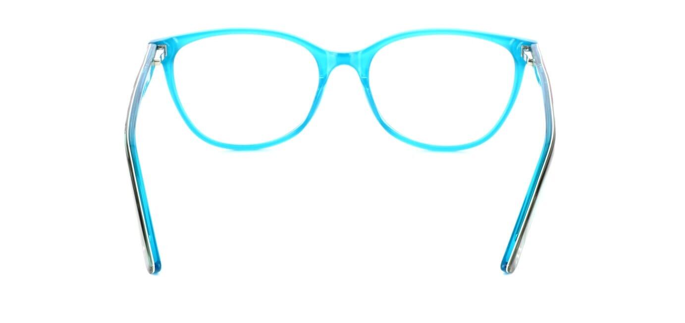 Tropea - Ladies shiny blue striped oval shaped acetate glasses with flex hinges - image view 3