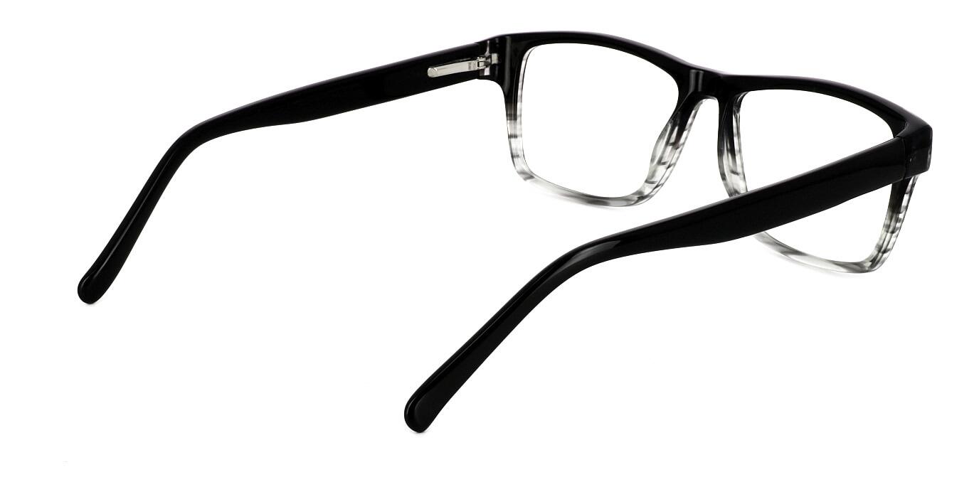 Cortino - Unisex black & crystal rectangular shaped graduated frame with sprung hinge temples - image view 3