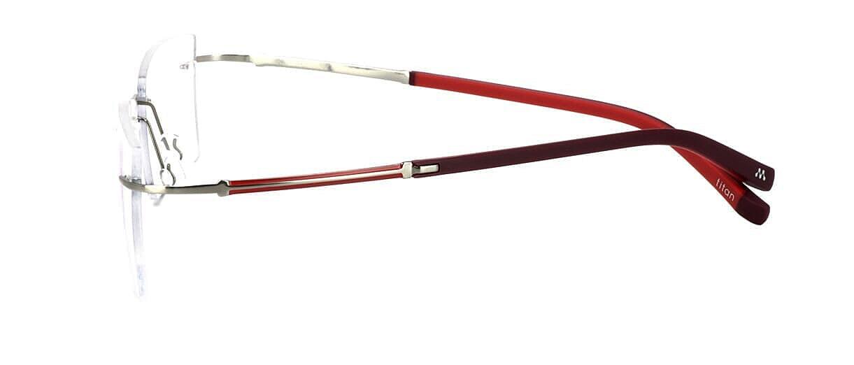 Labros - Unisex rimless titanium frames with soft rubber arm sleeves in red - image view 2