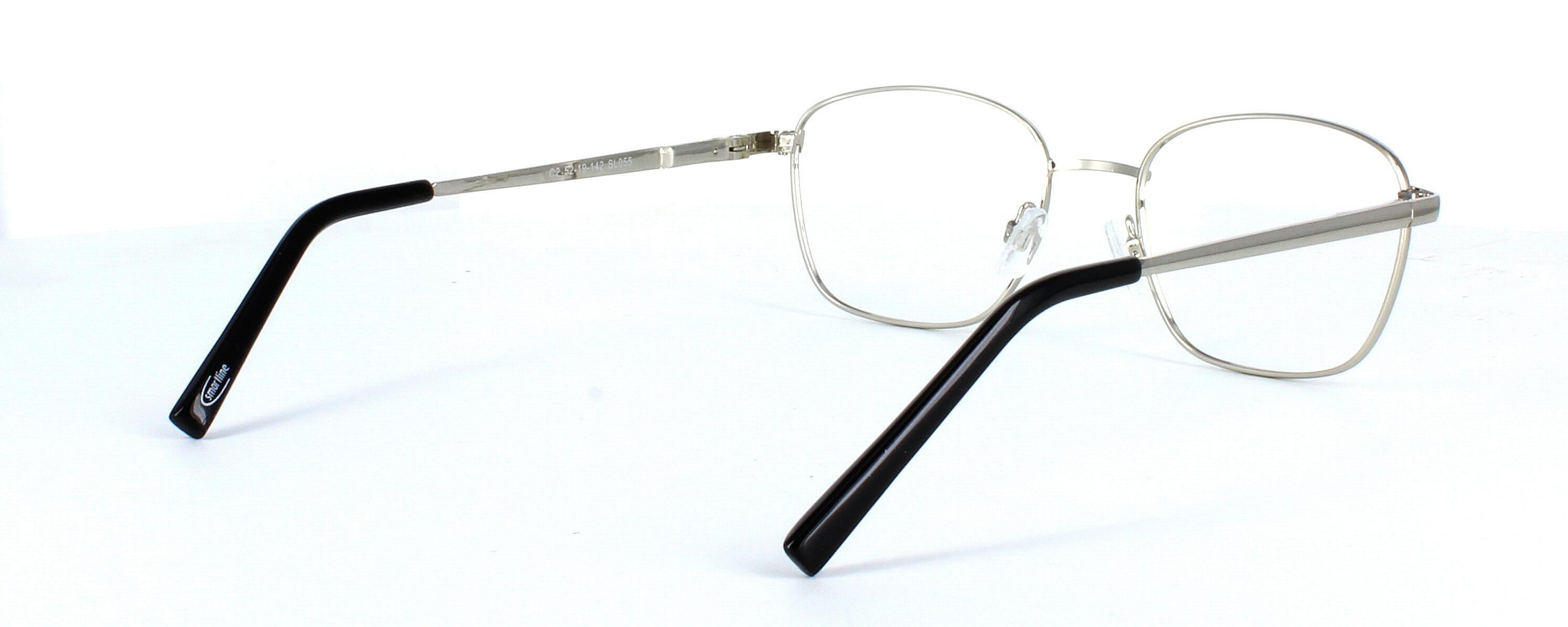 Blanko - Unisex shiny silver metal square shaped glasses with sprung hinge temple - image view 5