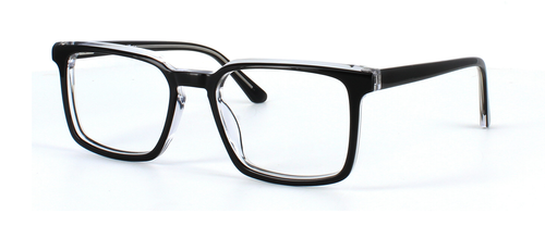 Guaro - Gent's ultra stylish bleack acetate glasses with clear crystal reverse and matching arms that are sprung hinged at the temple - image view 1