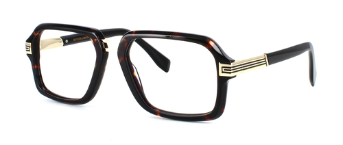 Bowyer & Finch Osmium - Premium unisex glasses in tortoise, black and gold with square shaped lenses and five barrel hinges - image view 1