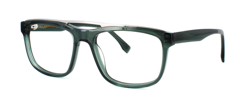 Bowyer & Finch Palladium - Crystal green gent's hand made acetate glasses with metal upp crossbar giving a real distinctive look to these very trendy frames - image view 1