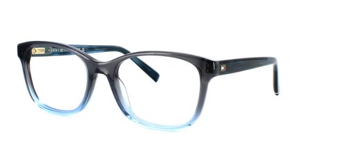 Ladies petite oval acetate frame, here in a graduated blue with sprung hinged temples - image view 1