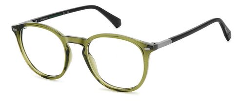 Unisex, round shaped, full rim, eco polyamide frame in crystal green - image view 1