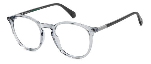 Unisex, round shaped, full rim, eco polyamide frame in crystal grey - image view 1