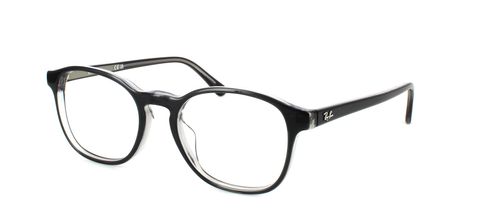 Ray Ban 5417 - Unisex round shaped designer glasses with dark grey front layered on to a transparent grey reverse - image view 1