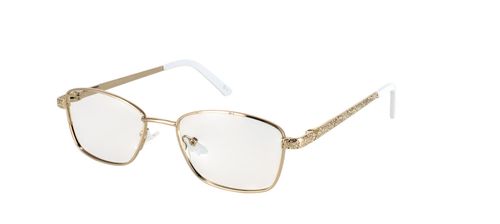 Melody - Matt Gold women's rectangular metal full rim optical frames in gold with sprung hinges - image view 1