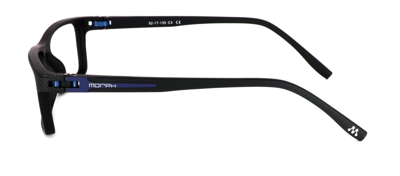 Earby - Black with blue ultra light TR90 glasses frame - image view 2