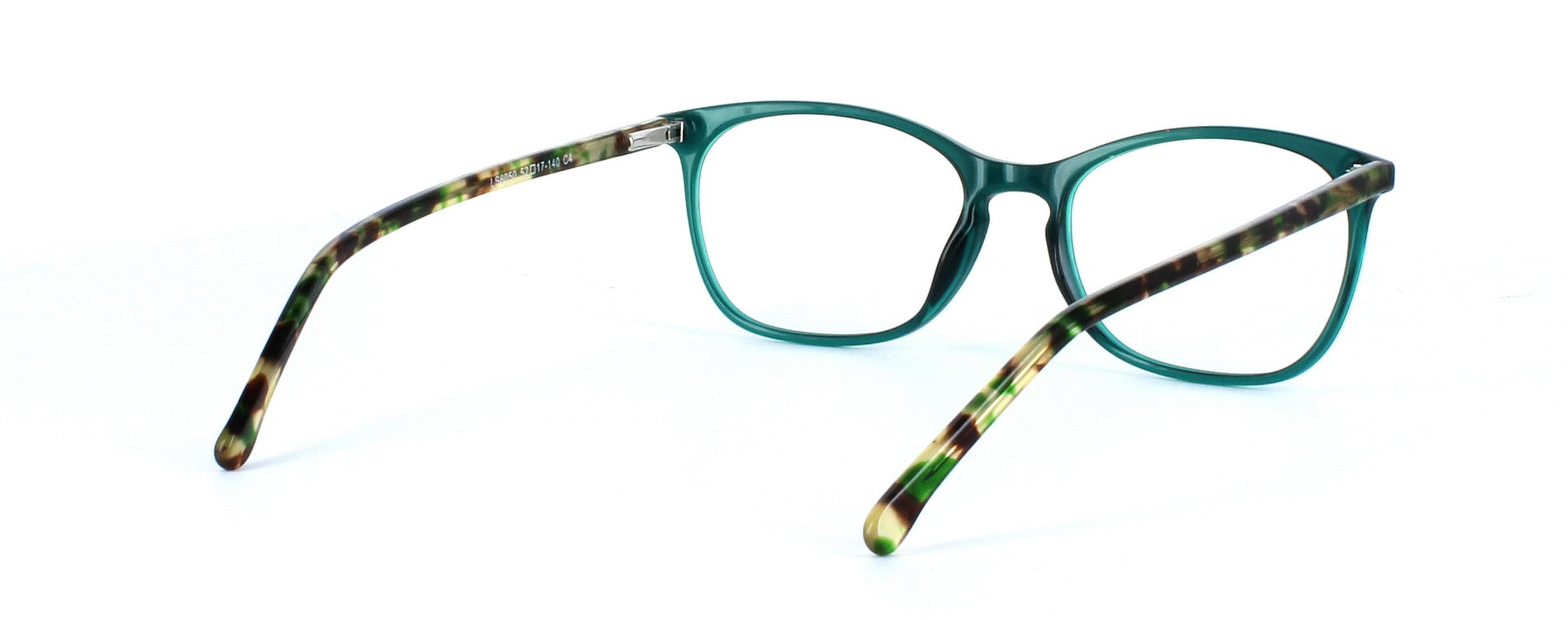 Hackleton - Ladies crystal green plastic glasses with mottled sprung hinge arms - image view 4