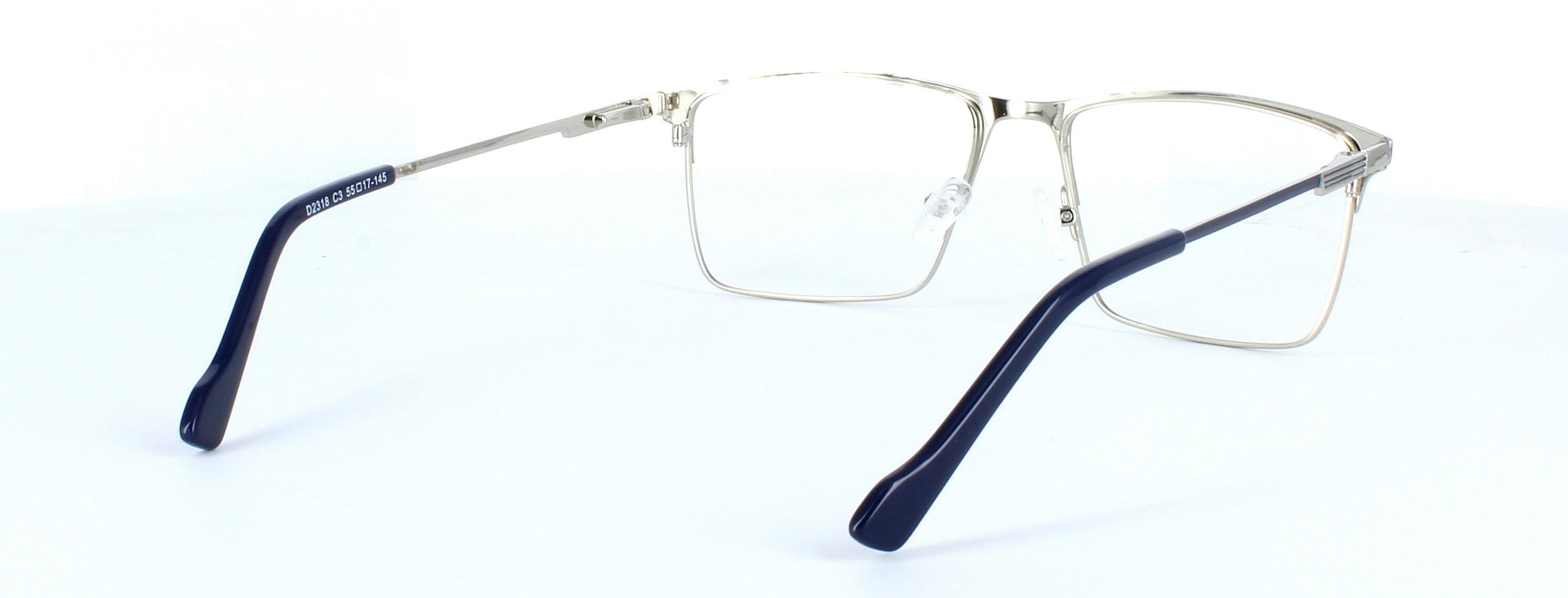 Warminster - blue & silver gent's glasses frame with rectangular shaped lenses - image view 4