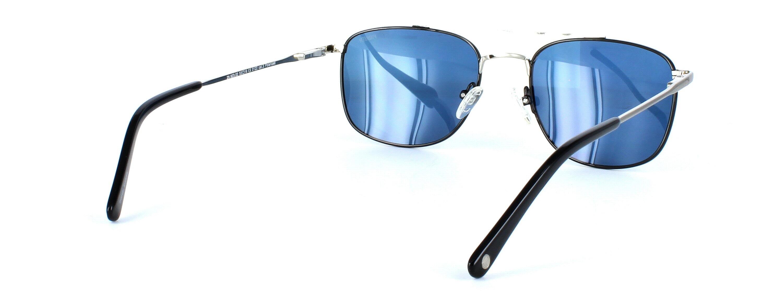 Carlo - Unisex 2-tone aviator style sunglasses here in black and silver - image view 3