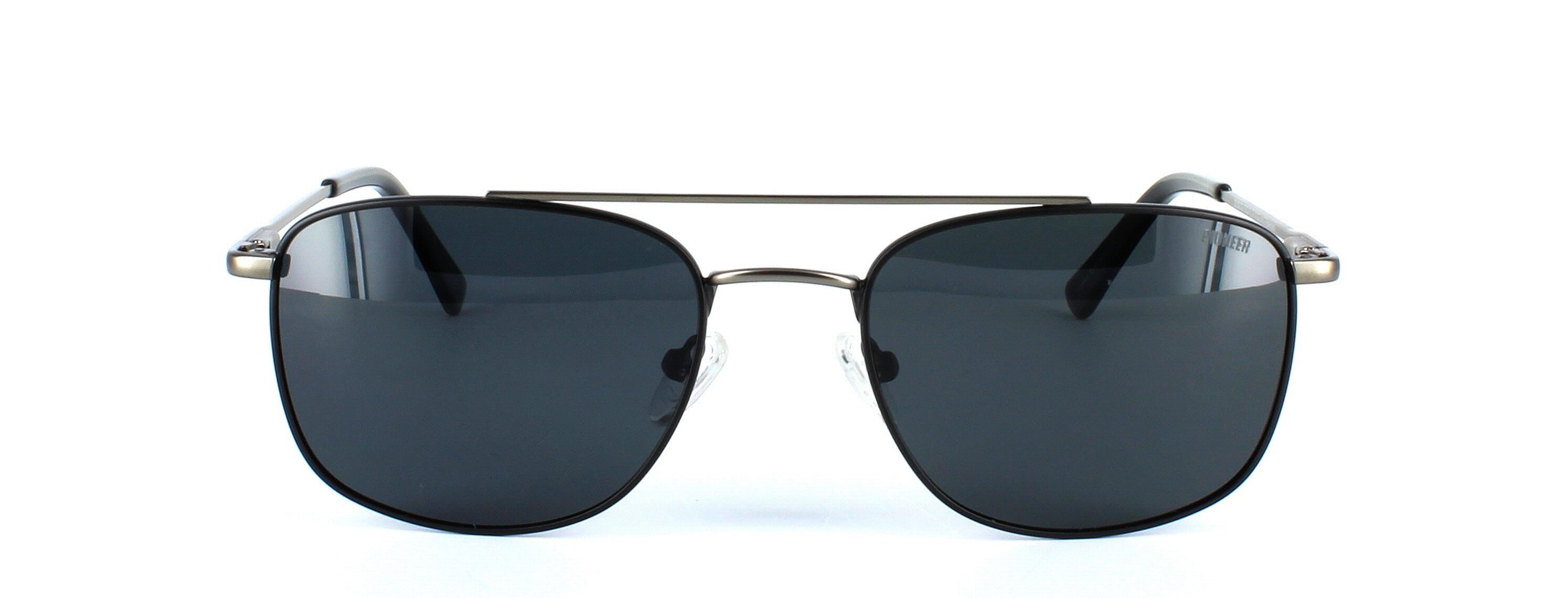 Carlo - Unisex 2-tone aviator style sunglasses here in black and gunmetal - image view 4