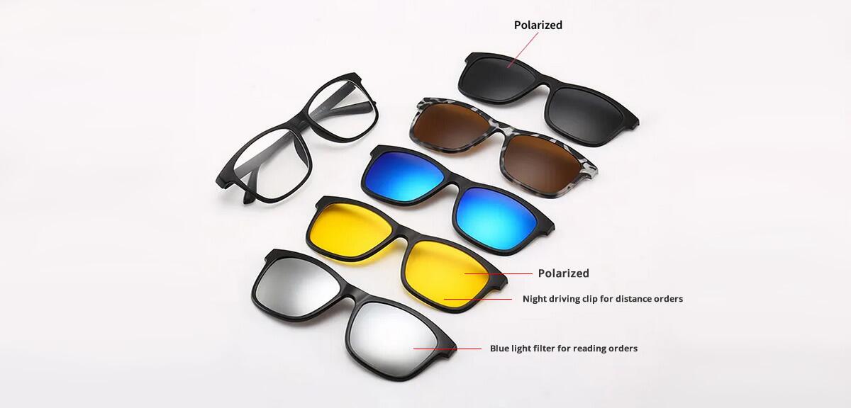 Unisex TR90 lightweight glasses with various clip on lenses - image view 2