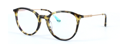 Edward Scotts BJ9201 C615 - Women's round shaped shiny tortoise acetate glasses with gold metal spring hinged arms - image view 1