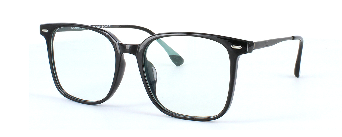 Edward Scotts ST6204 - Black - Gent's acetate retro style glasses frame with square shaped lenses and titanium arms - image view 1